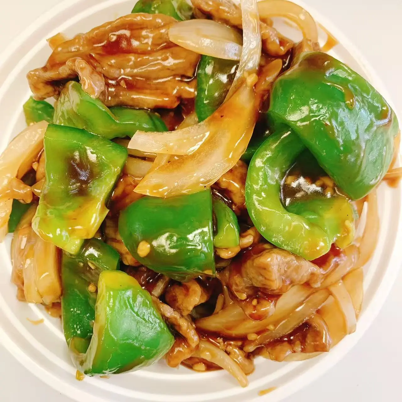 Beef and peppers with onions in sauce at No.1 Chinese Food, a Chinese Restaurant in Jackson.